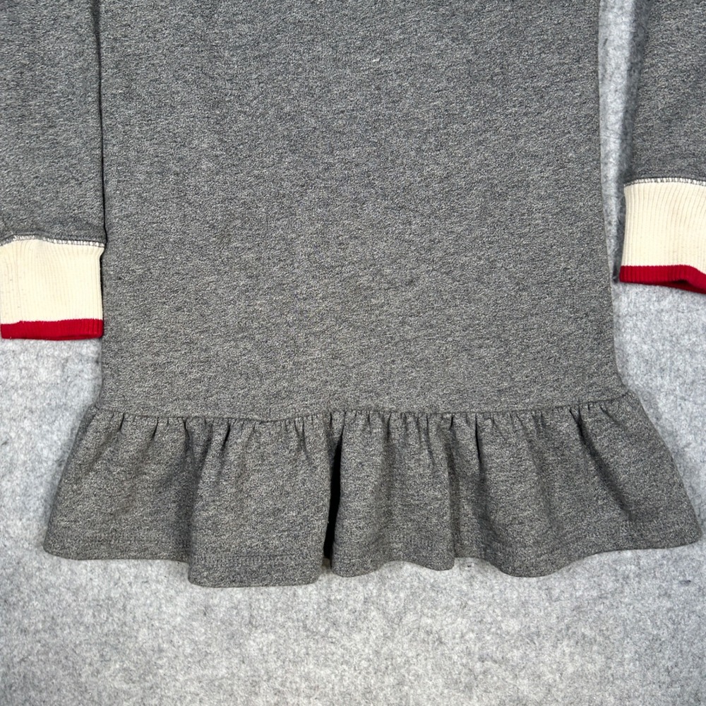 Ralph Lauren dress Girls 6 Gray Shawl Collar Fleece Ruffle Hem Ski Patch Preppy - Picture 12 of 13
